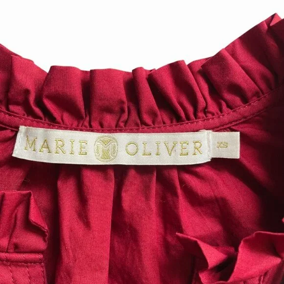 Marie Oliver Mariah Red Cotton Tiered Maxi Dress XS Belted